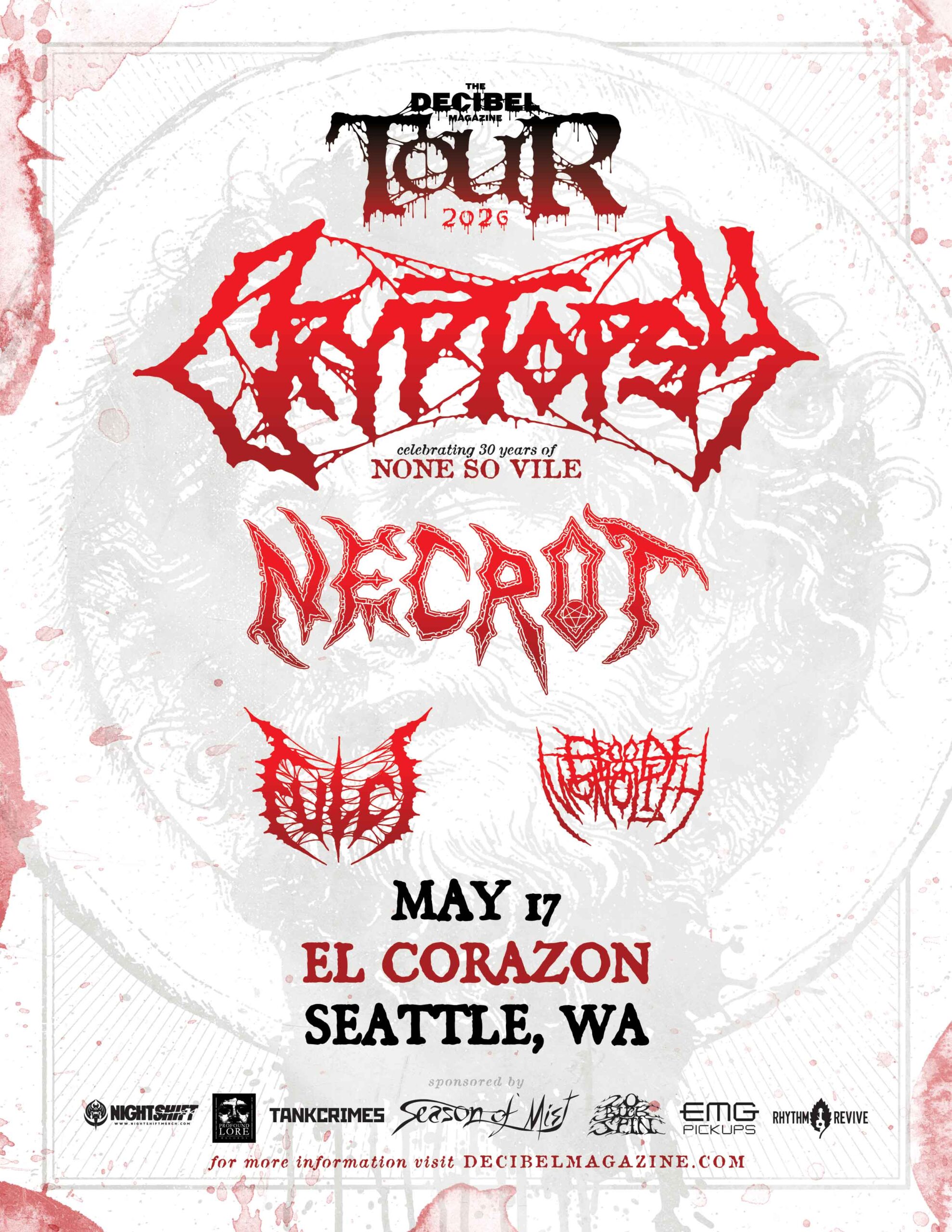The Decibel Magazine Tour 2026 ft. CRYPTOPSY, NECROT, FULCI, & BLOOD MONOLITH 